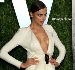 Irina Shayk Revealing White Gown at 2013 Vanity Fair Oscar Party