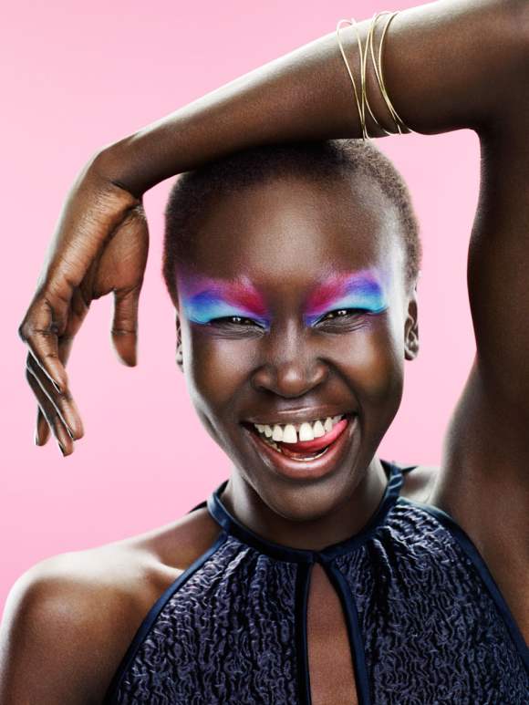 glamour model makeup. Sudanese model Alek Wek graces