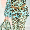 Blumarine Turquoise leopard print bell bottoms and top spring 2011