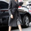 Angelina Jolie looks elegants in gray overcoat