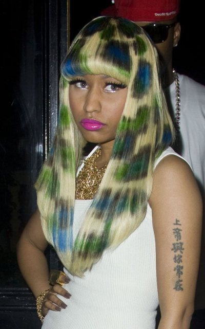 Cheetah Print Tattoos on Nicki Minaj Sports Leopard Print Hair