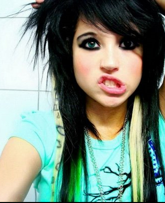 emo style hair girl. Emo can be called the softer,