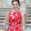 Alysson Paradis Red Floral Frock at Paris Fashion Week