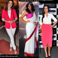 Bollywood style inspiration color-blocking pink-white
