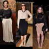 Bollywood style inspiration wearing beige and black celeb way
