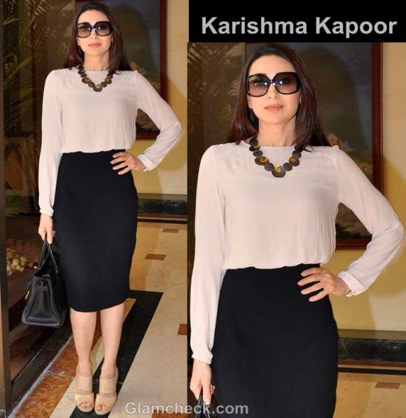 karishma kapoor style inspiration wearing beige black