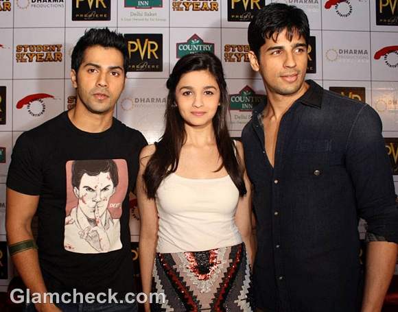 Alia Bhatt Promotes Student of The Year with co-stars Varun Siddharth