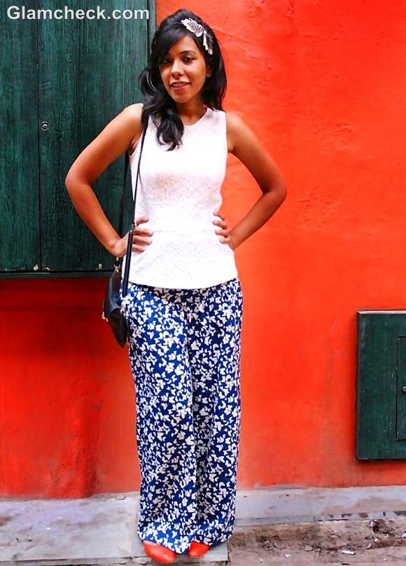 Look of the day wearing wide legged pants with peplum top