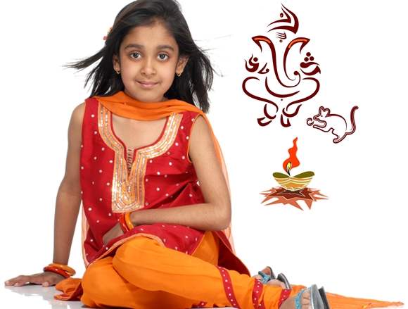 Traditional fashion kids-indian festival ganesh chaturthi