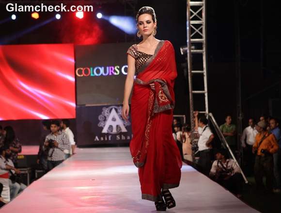 Asif Shah collection red sari 2012