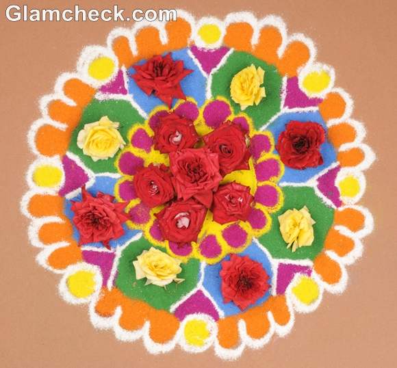 Diwali rangoli designs with flowers