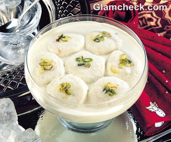 Rusmalai with Ice Cubes diwali sweets