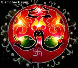 diwali rangoli designs peacock swastik