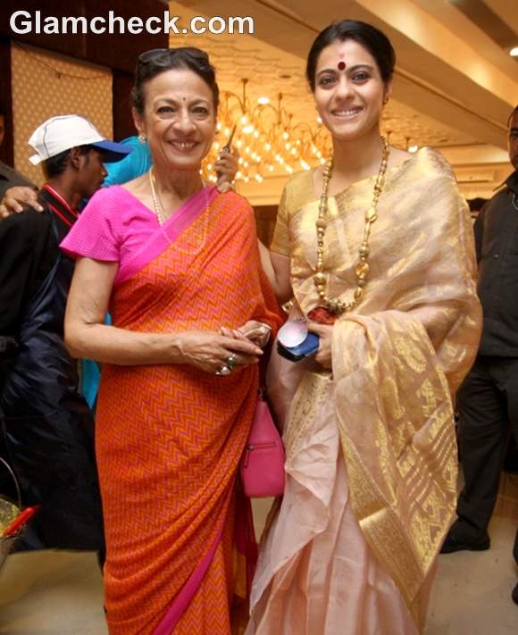 tanuja with kajol Durga Puja Celebration Mumbai