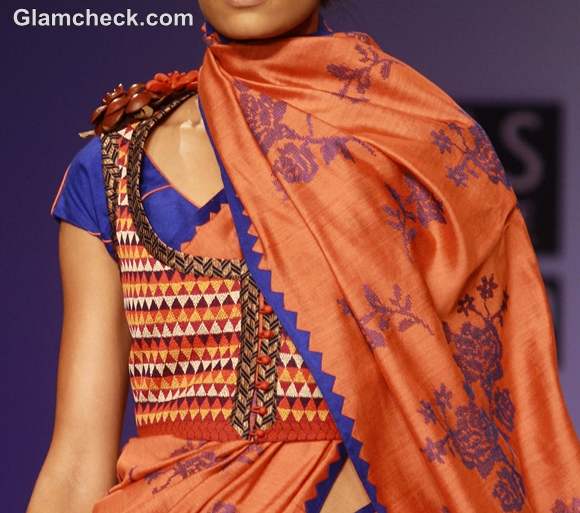 wearing embroidered jackets with printed sari