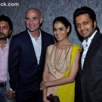 Andre Agassi with bollywood actors Ritesh Genelia Deshmukh