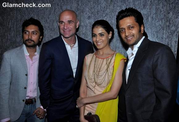 Andre Agassi with bollywood actors Ritesh Genelia Deshmukh