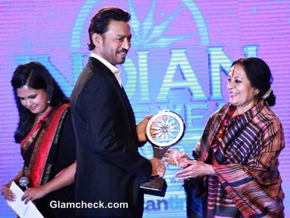 Irrfan Khan and Sonal Mansingh at the CNN-IBN Indian of the Year 2012 awards