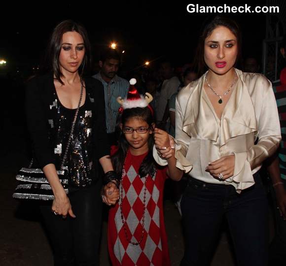 Karisma with daughter samaira and kareena kapoor Midnight Mass on Christmas Eve at St Andrews Church