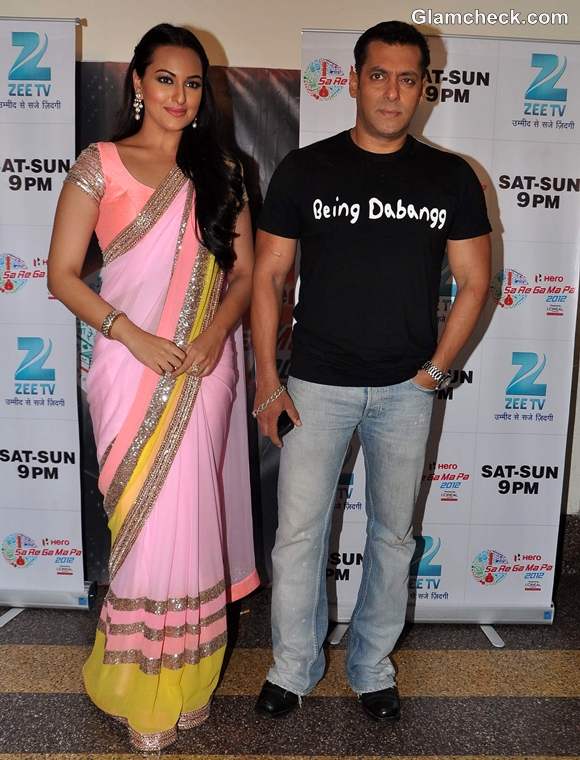 Sonakshi Sinha salman khan at sa re ga ma pa promote dabangg 2