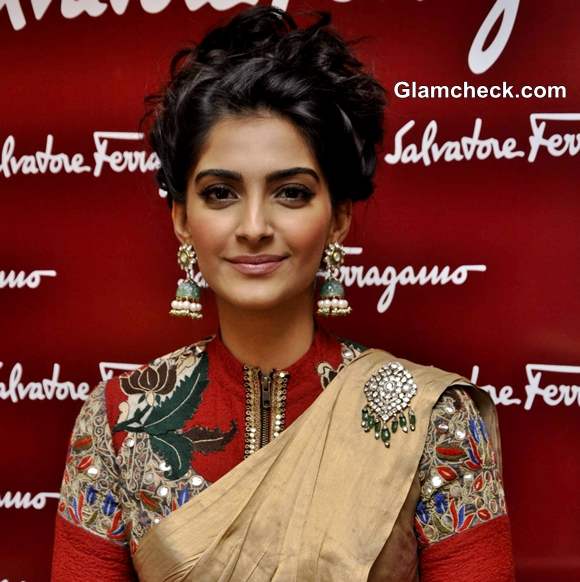 Sonam Kapoor traditional hairstyle makeup