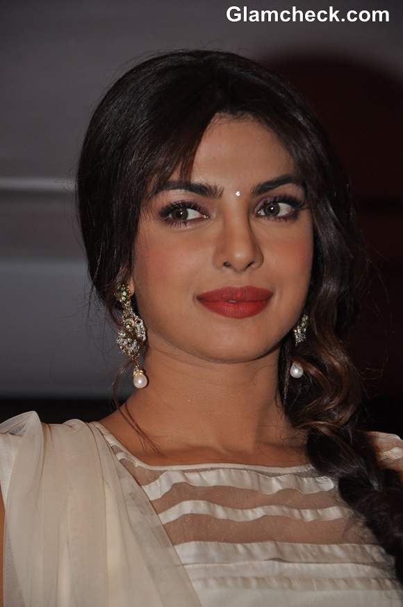 Priyanka Chopra hairstyle makeup 2013 traditional