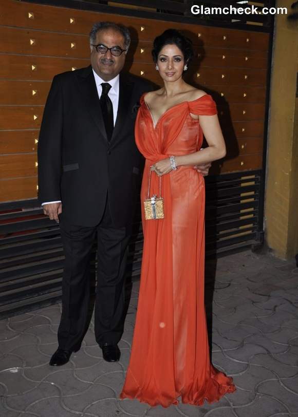 Sridevi with husband Boney Kapoor filmfare awards 2013