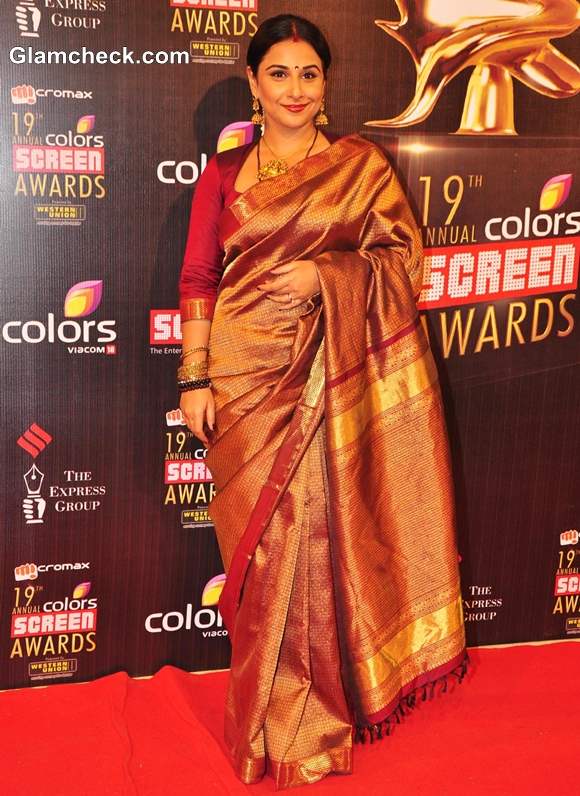 Vidya Balan In Kanjeevaram sari 2013 Annual Colors Screen Awards