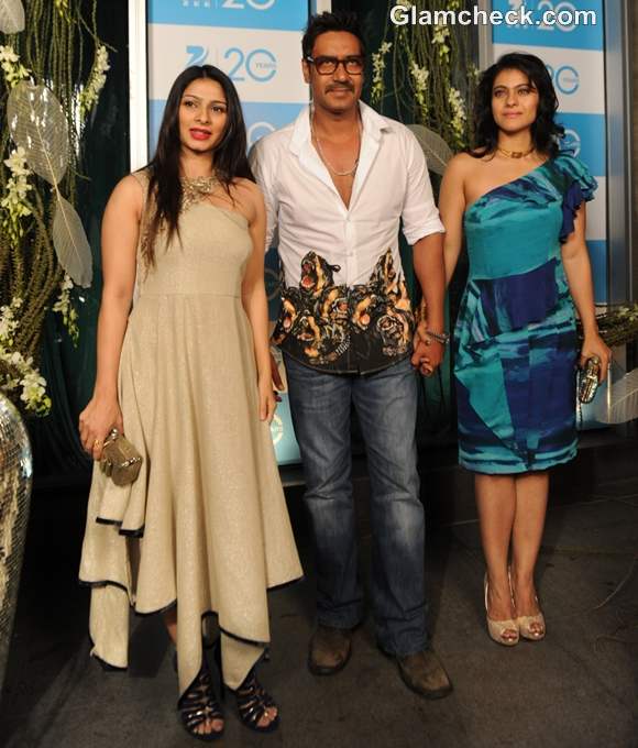 Ajay Devgan with wife Kajol Devgn and sister-in-law Tanisha Mukherjee at TVs 20 Years Celebration Bash