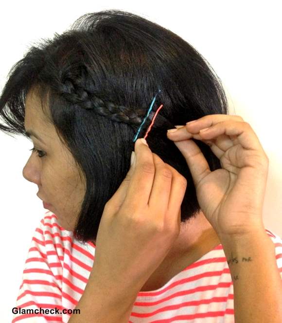 Holi Hairstyle Side Braided Bob With Diy Colored Bobby Pins