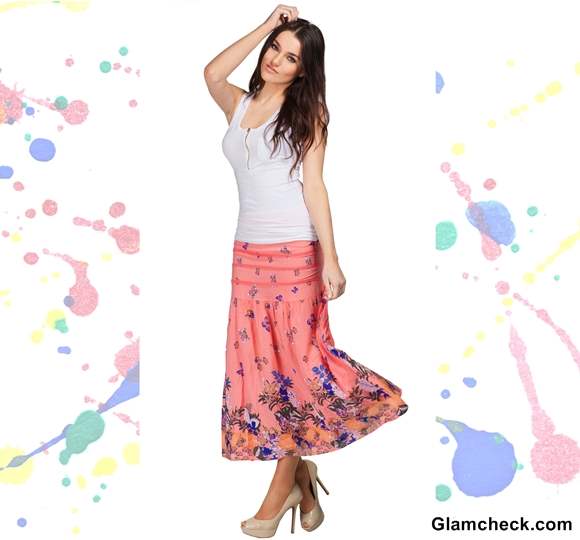 Holi Dressing tips wearing white top with peach skirt