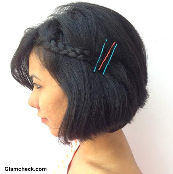 Holi Hairstyle Side Braided Bob with DIY colored Bobby Pins
