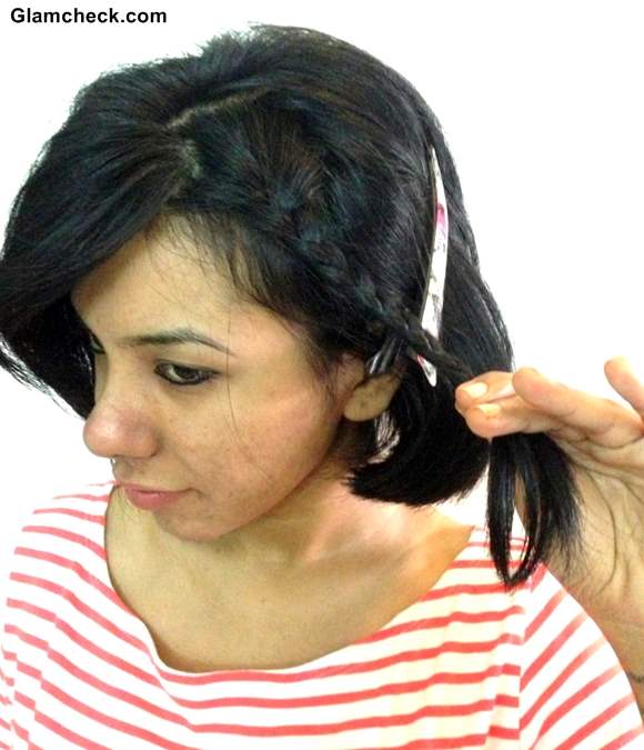 Holi Hairstyle side braid colored bobby pins