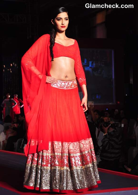 Sonam Kapoor in Red lehenga by Manish Malhotra 2013