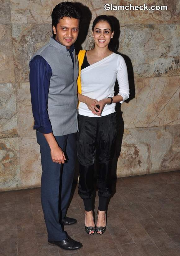 Genelia Dsouza ritesh deshmukh 2013 at Bombay Talkies Screening