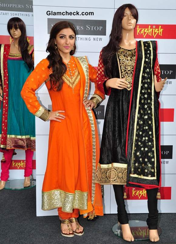 Soha Ali Khan Exuberant in Orange Salwar Kameez