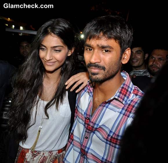 Sonam Kapoor Dhanush meet Fans at Chandan Cinema in Mumbai