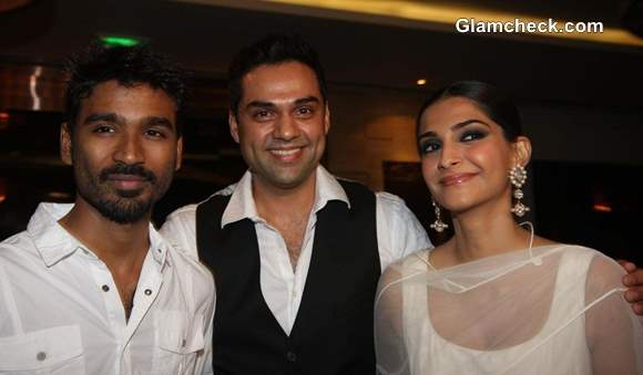 Dhanush Sonam Kapoor Abhay Deol at Rhaanjhanaa success party