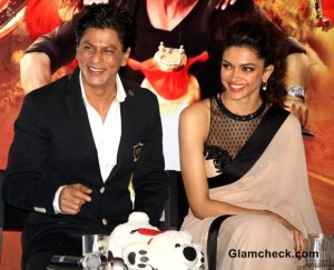 Deepika Padukone in Beige Sari at Chennai Express Promo