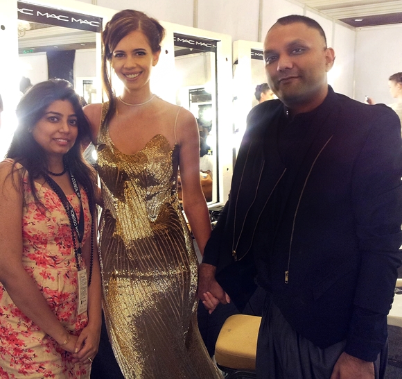 Delhi Couture Week 2013 Gaurav Gupta Backstage - Designer Prerna Matta Chug with Kalki Kochelin and Designer Gaurav Gupta