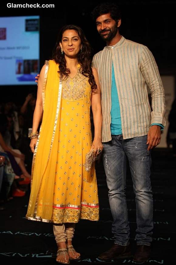 Juhi Chawla and Purab Kholi at Lakme Fashion Week Winter-Festive 2013