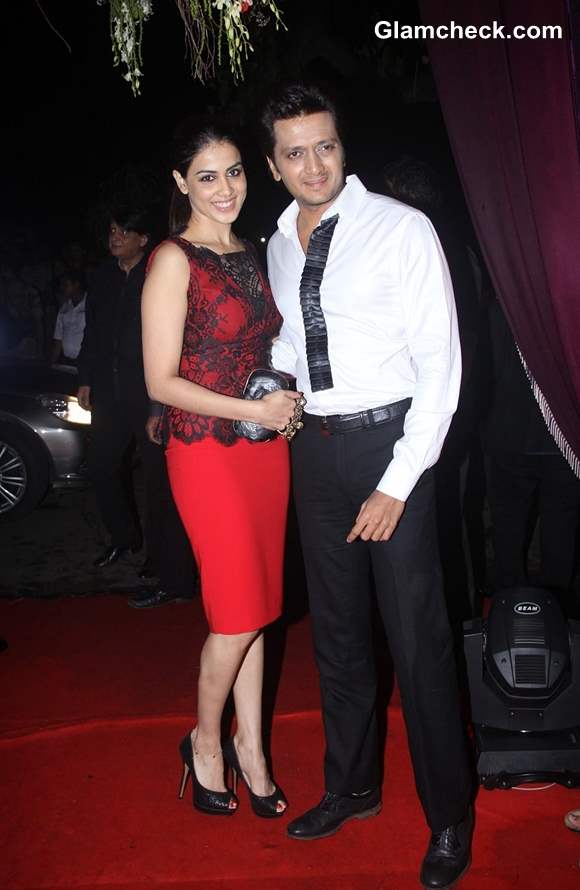 Riteish Deshmukh with wife Genelia DSouza at Sridevi 50th Birthday Bash