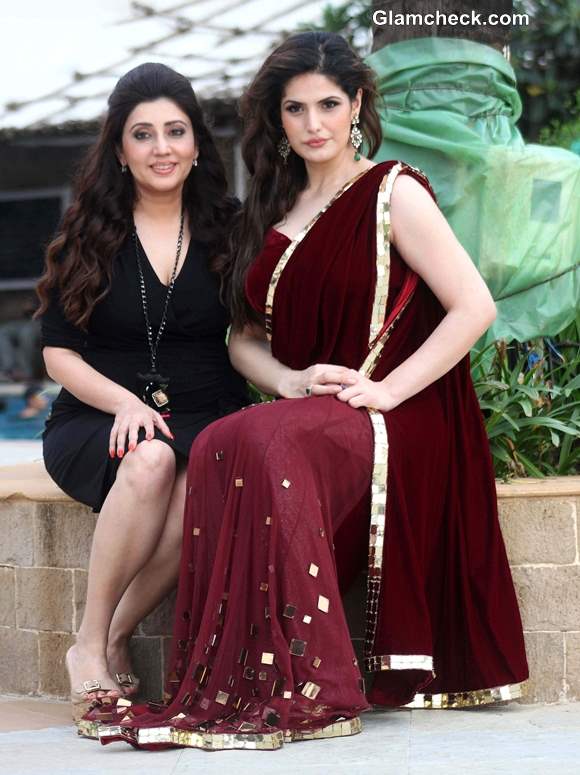 Fashion designer Archana Kochhar with actress Zarine Khan at India Wedding Lounge 2013