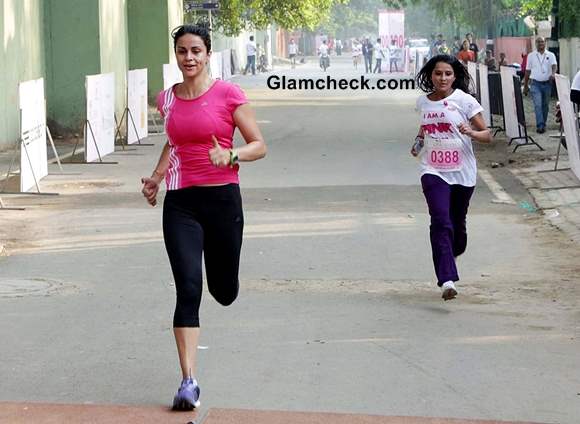 Gul Panag runs Spreads Breast Cancer Awareness