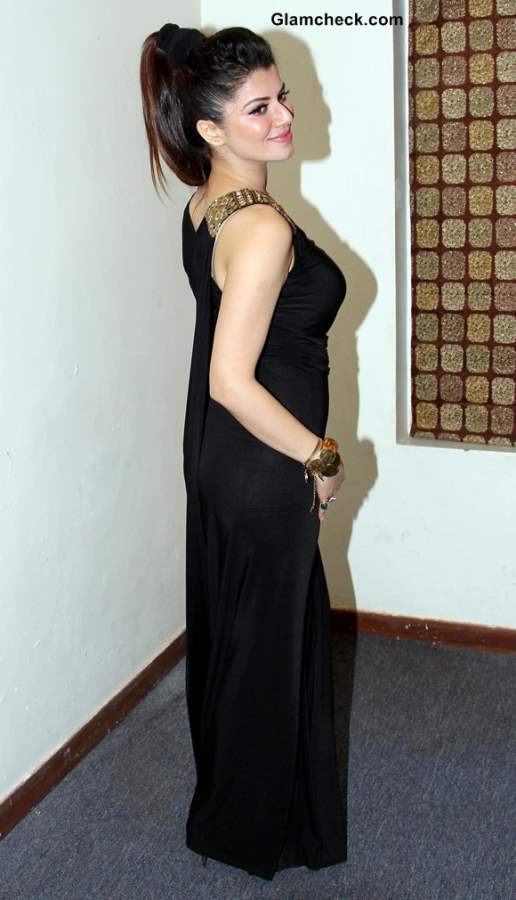 Kainaat Arora in Black Dress at Grand Masti Music Launch
