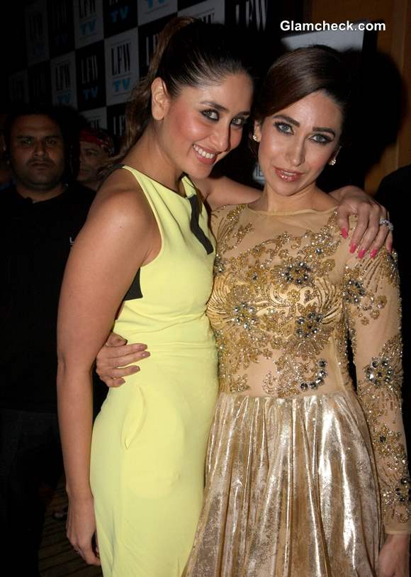 Kareena Kapoor Cheers Karisma at LFW 2013