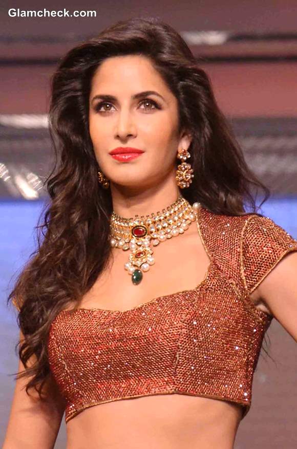 Katrina Kaif Sports Flesh-tone Lehenga at Yash Chopra