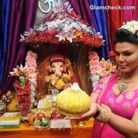 Rakhi Sawant during the Ganesh Chaturthi celebrations at her residence
