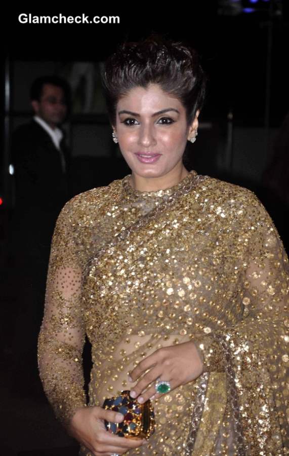 Raveena Tandon in Sabyasachi Golden Sari 2013