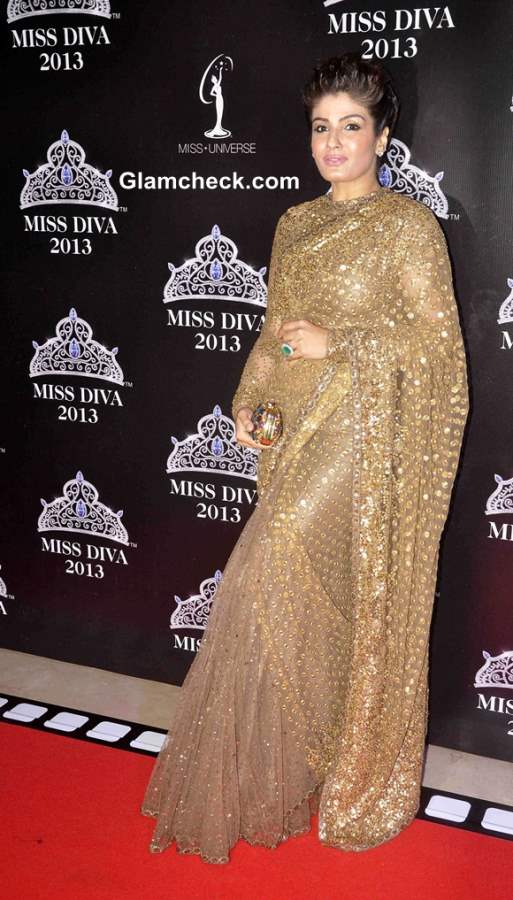 Raveena Tandon in Sabyasachi Sari at Miss Diva 2013